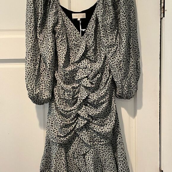 Caballero Elena Dress Animal Dot Ruffled Dress Size Small - Picture 12 of 14